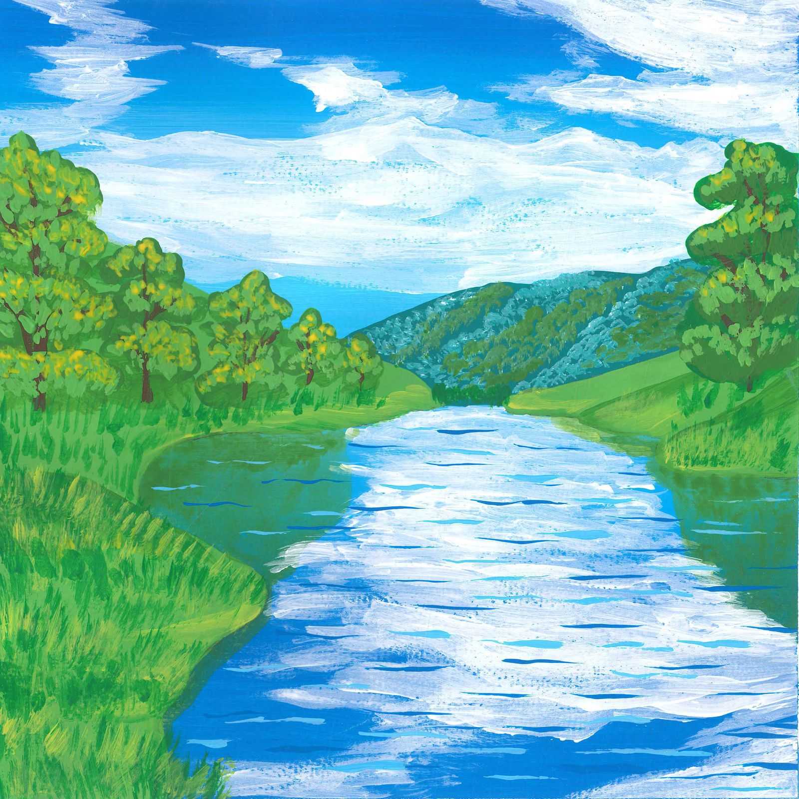 River Godavari - nature landscape painting - earth.fm