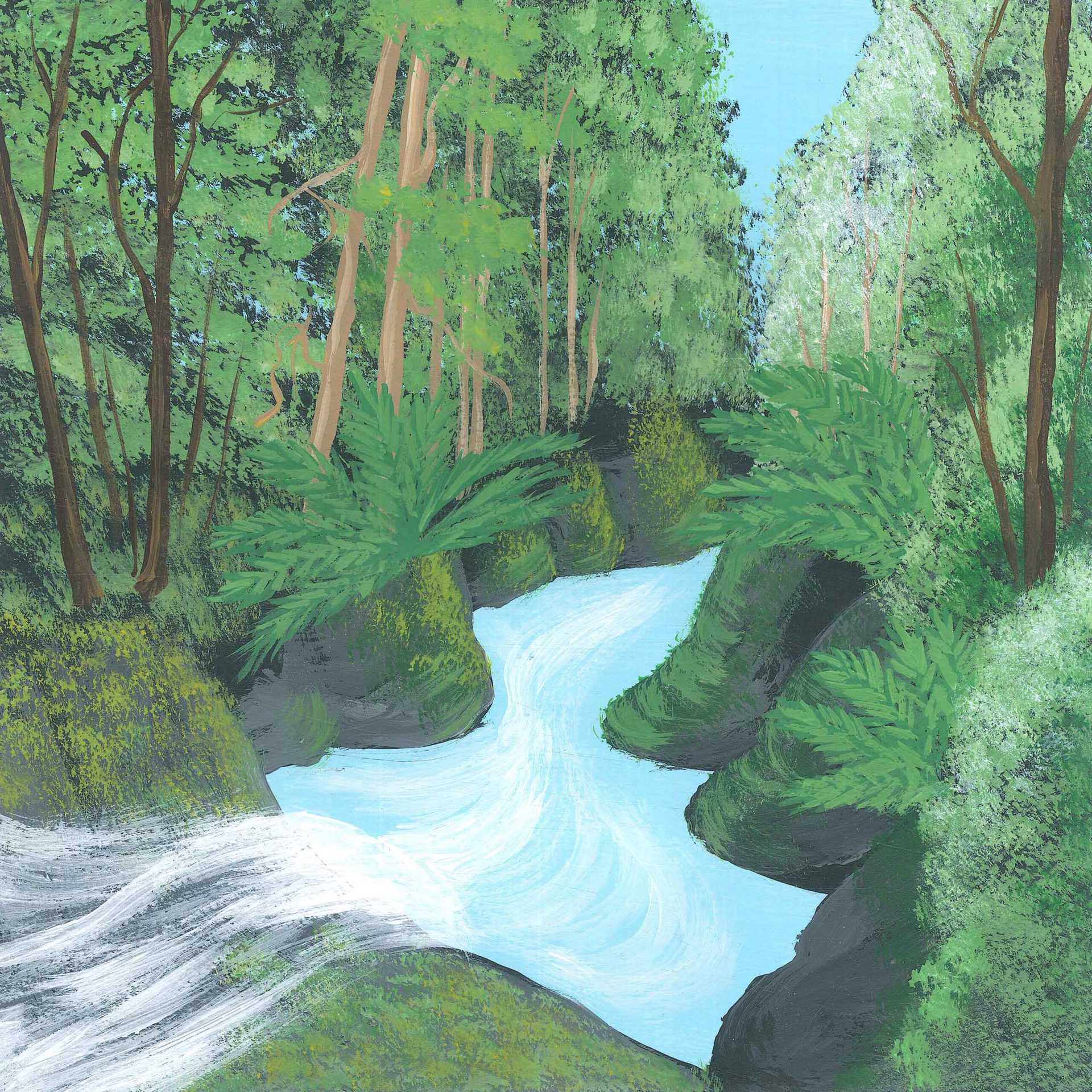 Tasmanian Rainforest Stream - nature landscape painting - earth.fm