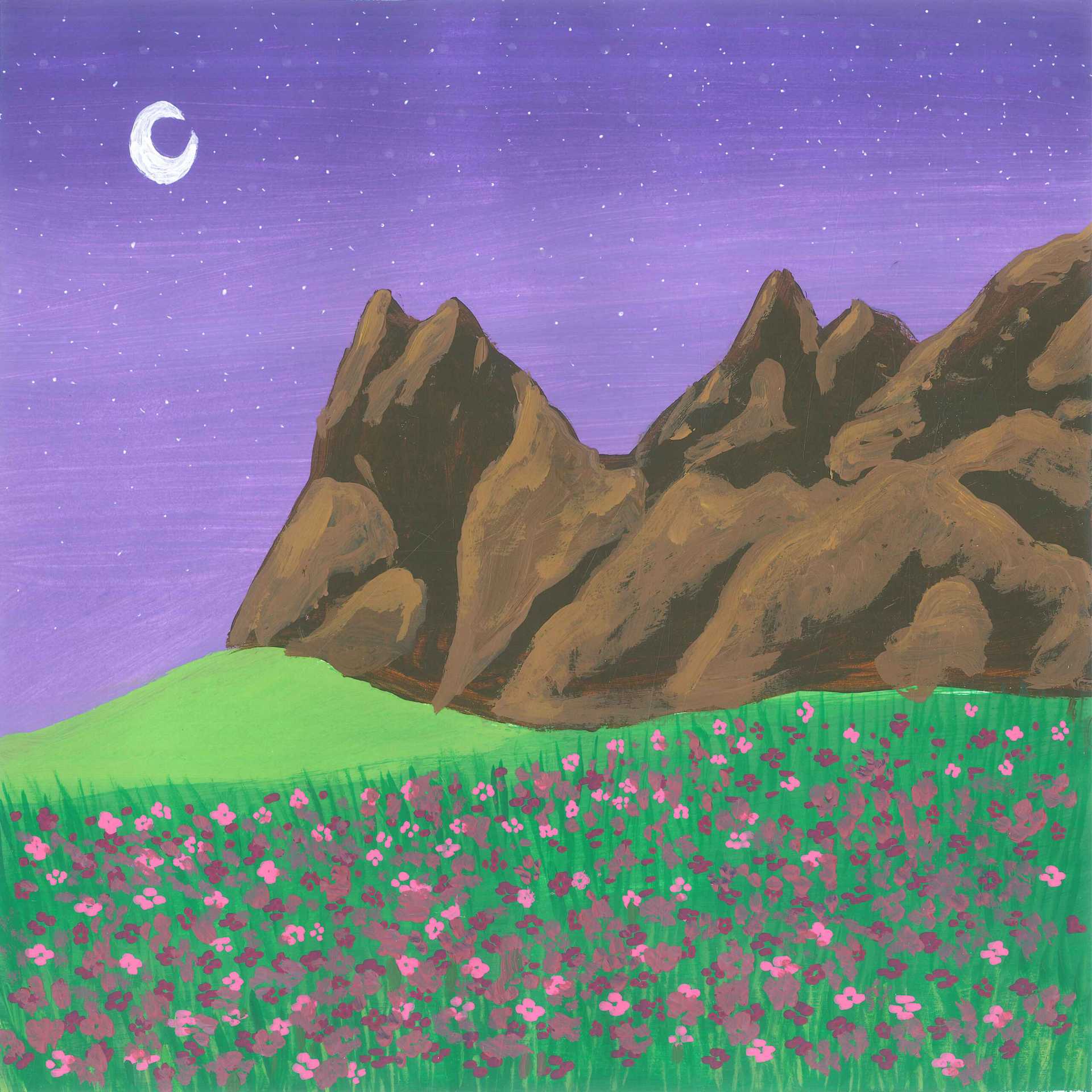 Secret Life of a Mountain Forest – a Meadow at Night - nature landscape painting - earth.fm