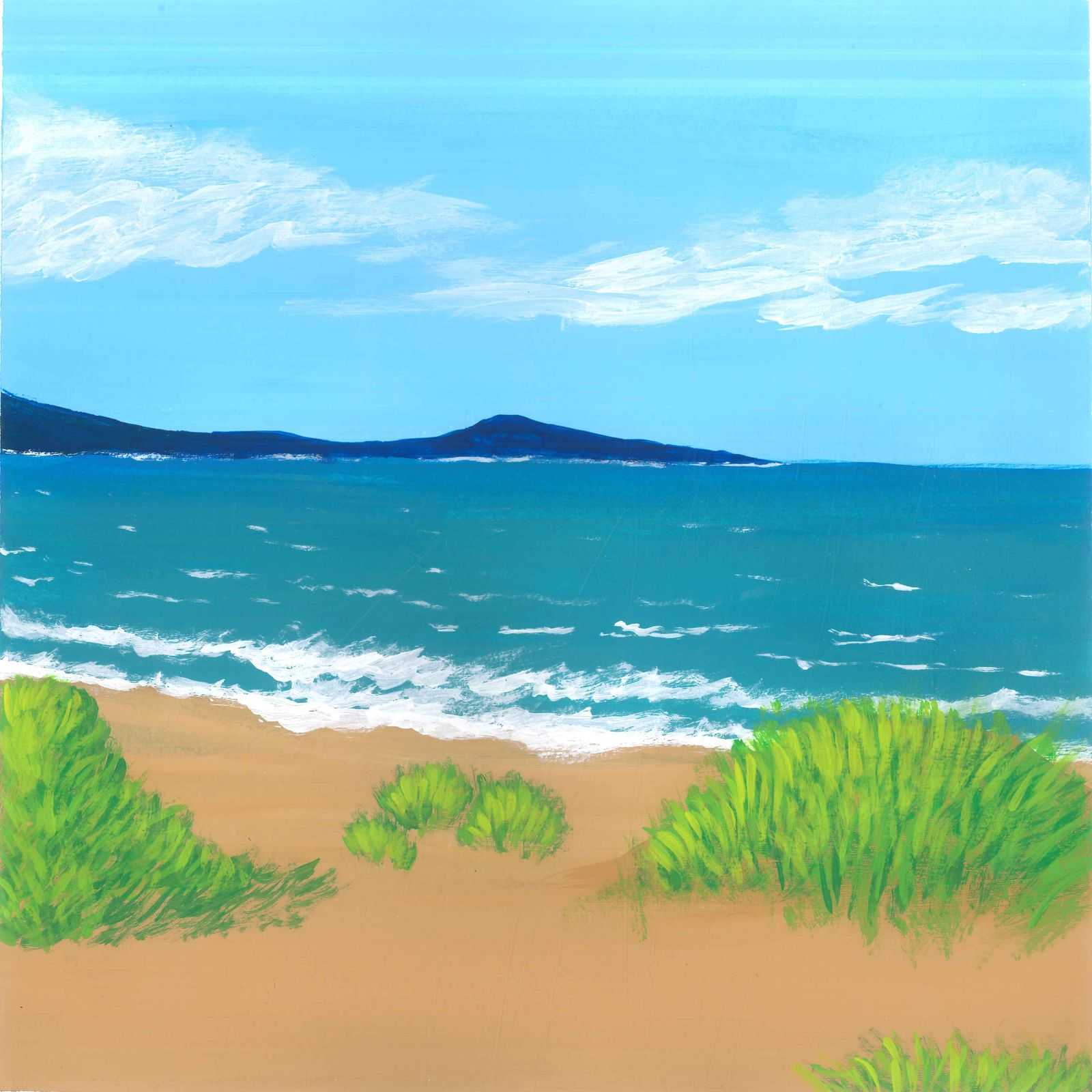 Incoming Tide at Gold Bluffs Beach - nature landscape painting - earth.fm