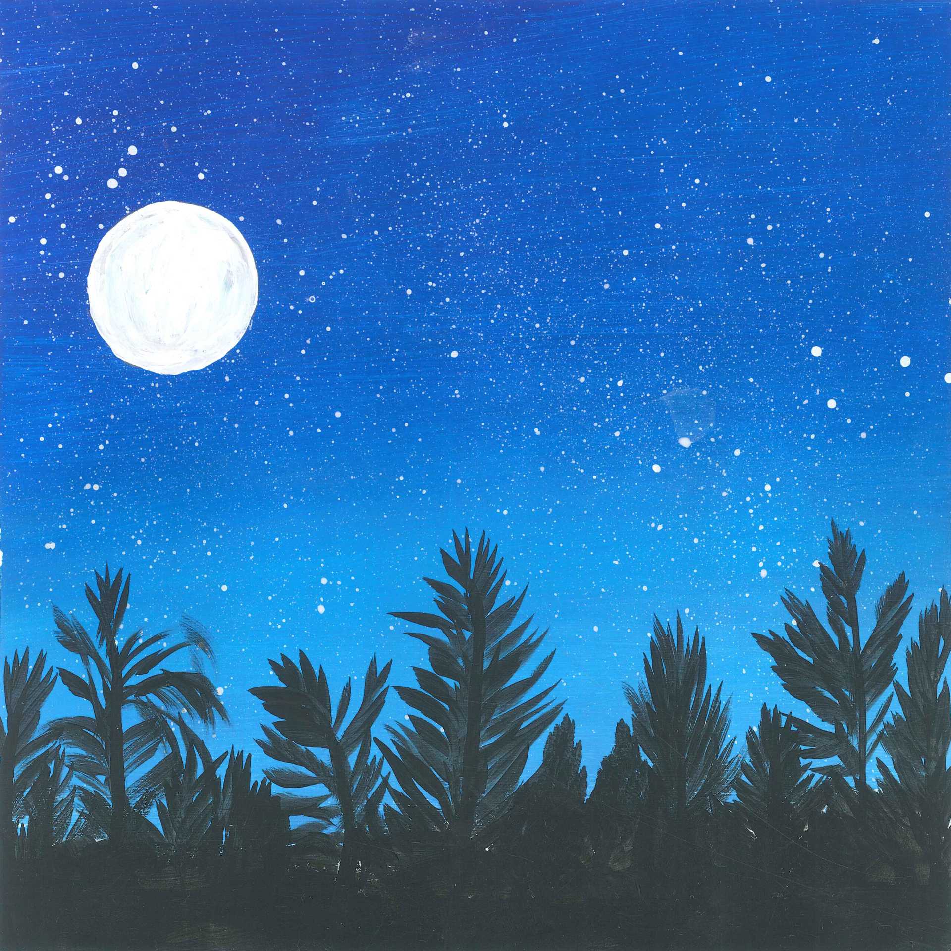Owls in the Summer Night - nature landscape painting - earth.fm