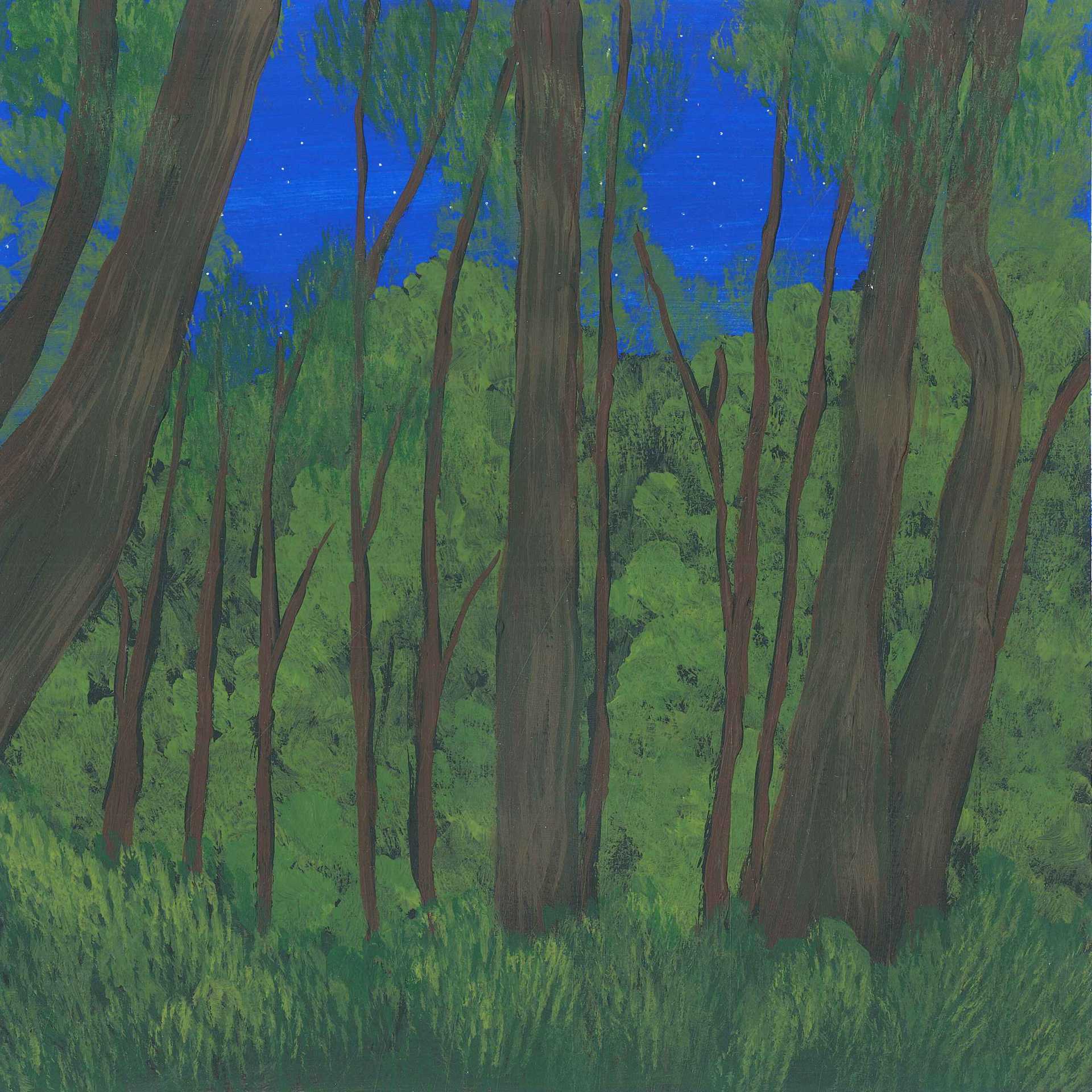 Midnight Forest Frogs - nature landscape painting - earth.fm