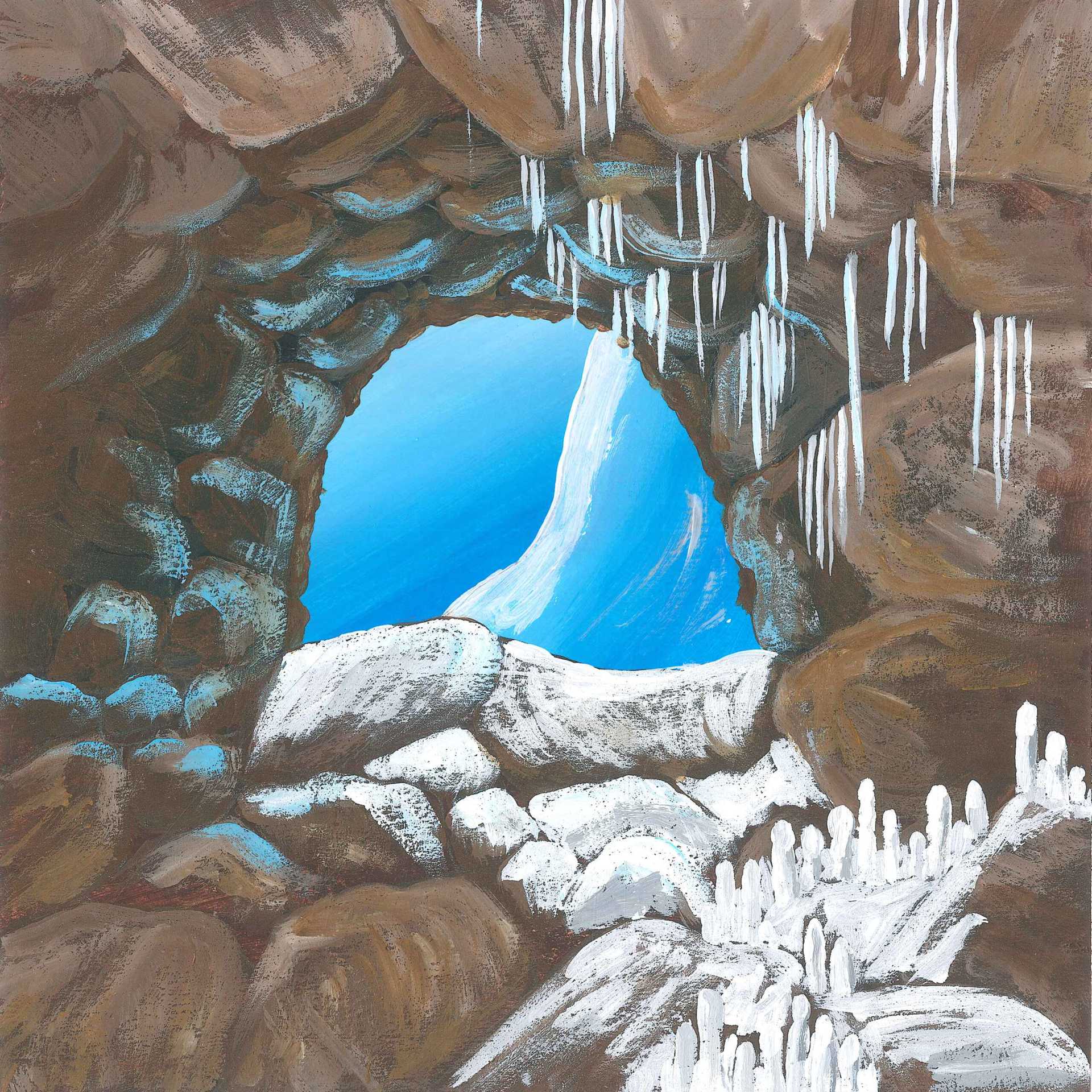 Water Drops in a Lava Cave - nature landscape painting - earth.fm