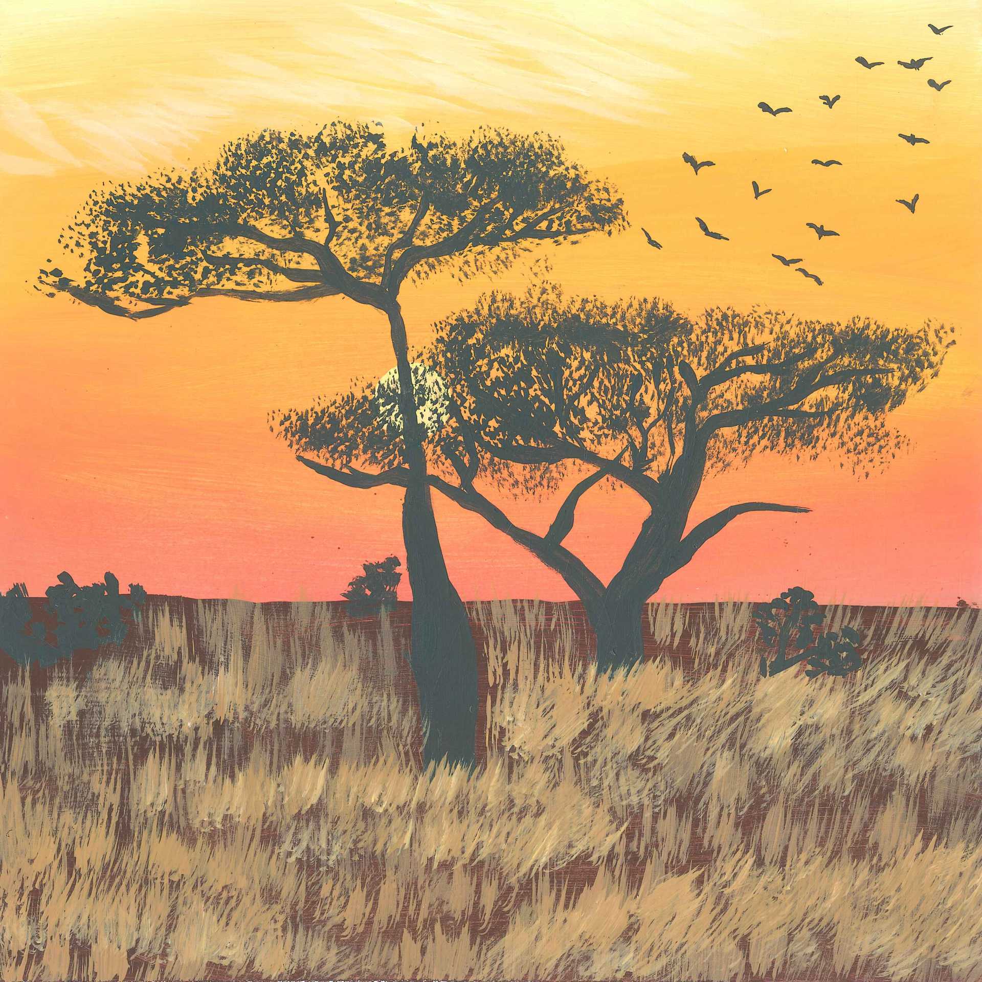 Avian Chorus in Maasai Mara  - nature landscape painting - earth.fm